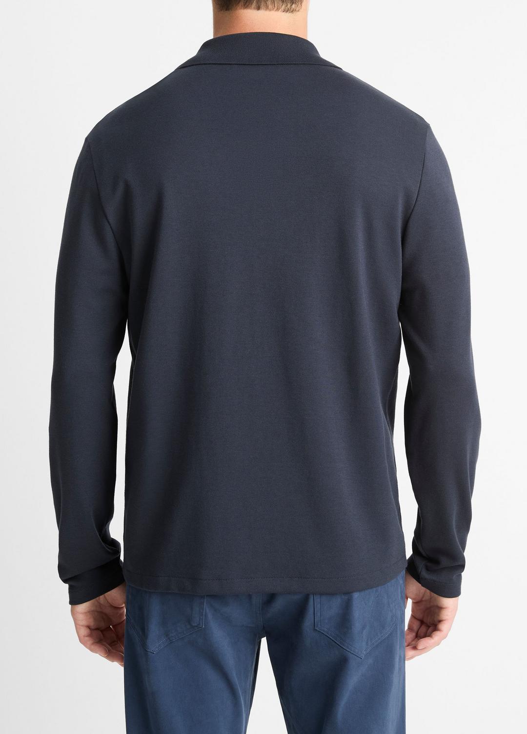 VINCE Men Milano Pima Cotton-Blend Johnny-Collar Shirt in Long Sleeve