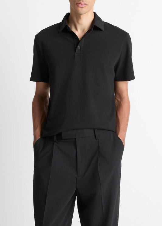 VINCE Men Garment Dye Cotton Polo Shirt in Short Sleeve