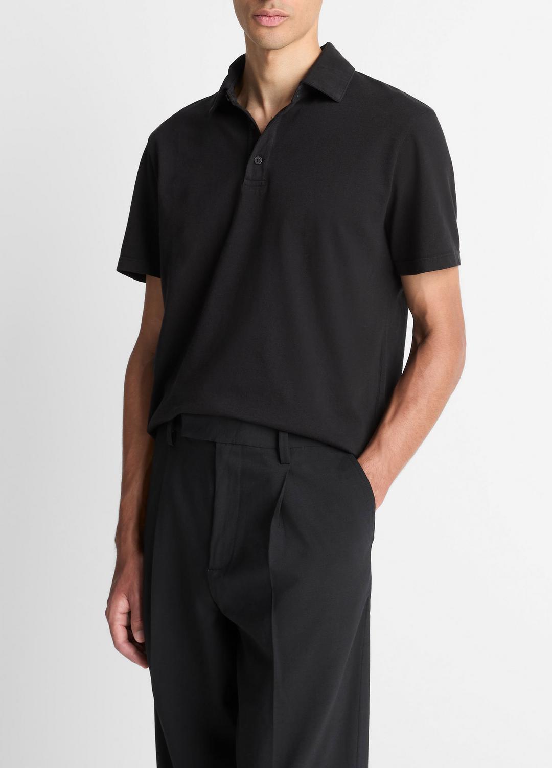 VINCE Men Garment Dye Cotton Polo Shirt in Short Sleeve
