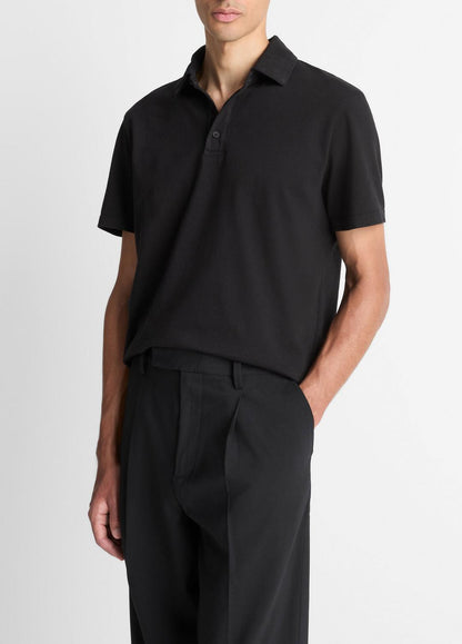 VINCE Men Garment Dye Cotton Polo Shirt in Short Sleeve