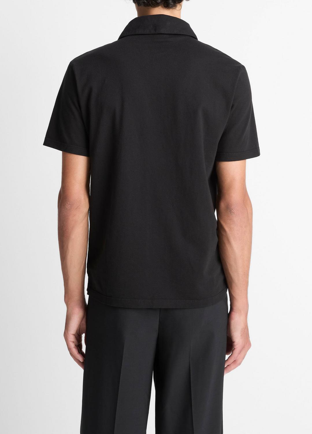 VINCE Men Garment Dye Cotton Polo Shirt in Short Sleeve