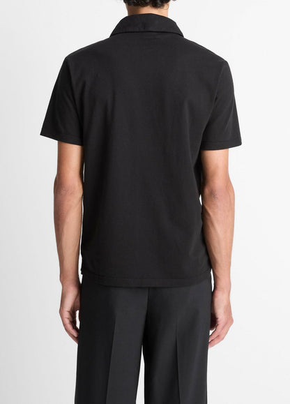 VINCE Men Garment Dye Cotton Polo Shirt in Short Sleeve