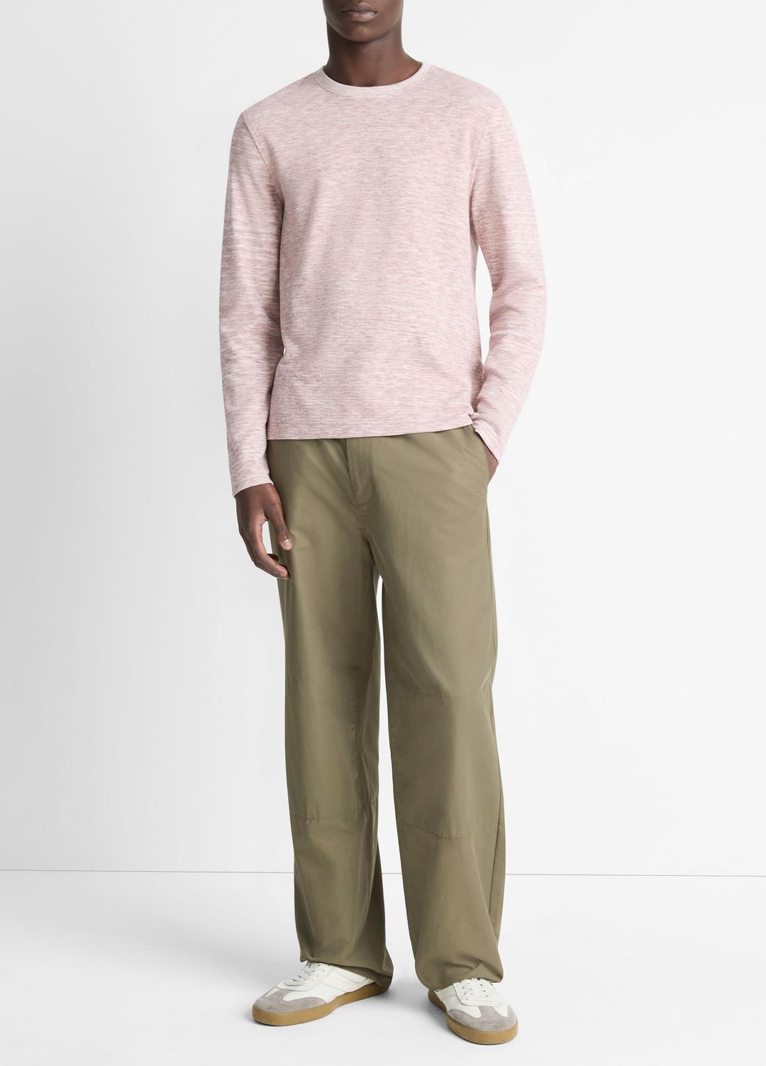 VINCE Men Space-Dye Cotton-Blend Long-Sleeve T-Shirt in Long Sleeve