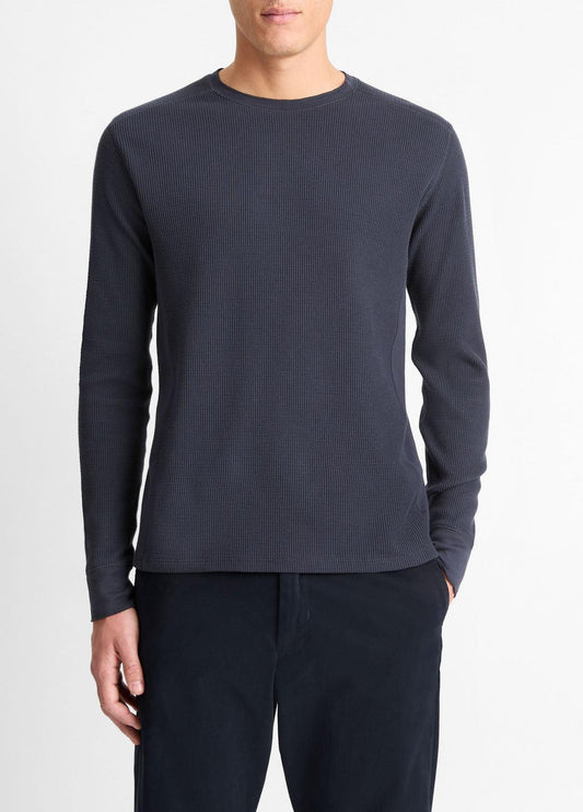 VINCE Men Pima Cotton-Blend Thermal Long-Sleeve Pullover in Long Sleeve