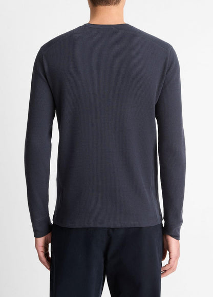 VINCE Men Pima Cotton-Blend Thermal Long-Sleeve Pullover in Long Sleeve
