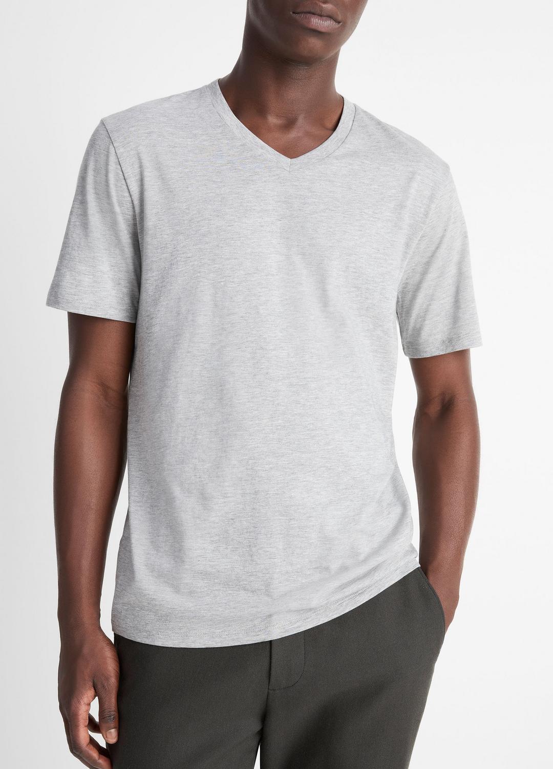 VINCE Men Pima Cotton V-Neck T-Shirt in Short Sleeve