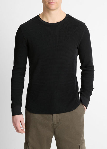 VINCE Men Pima Cotton-Blend Thermal Long-Sleeve Pullover in Long Sleeve