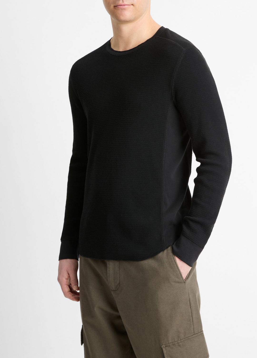VINCE Men Pima Cotton-Blend Thermal Long-Sleeve Pullover in Long Sleeve