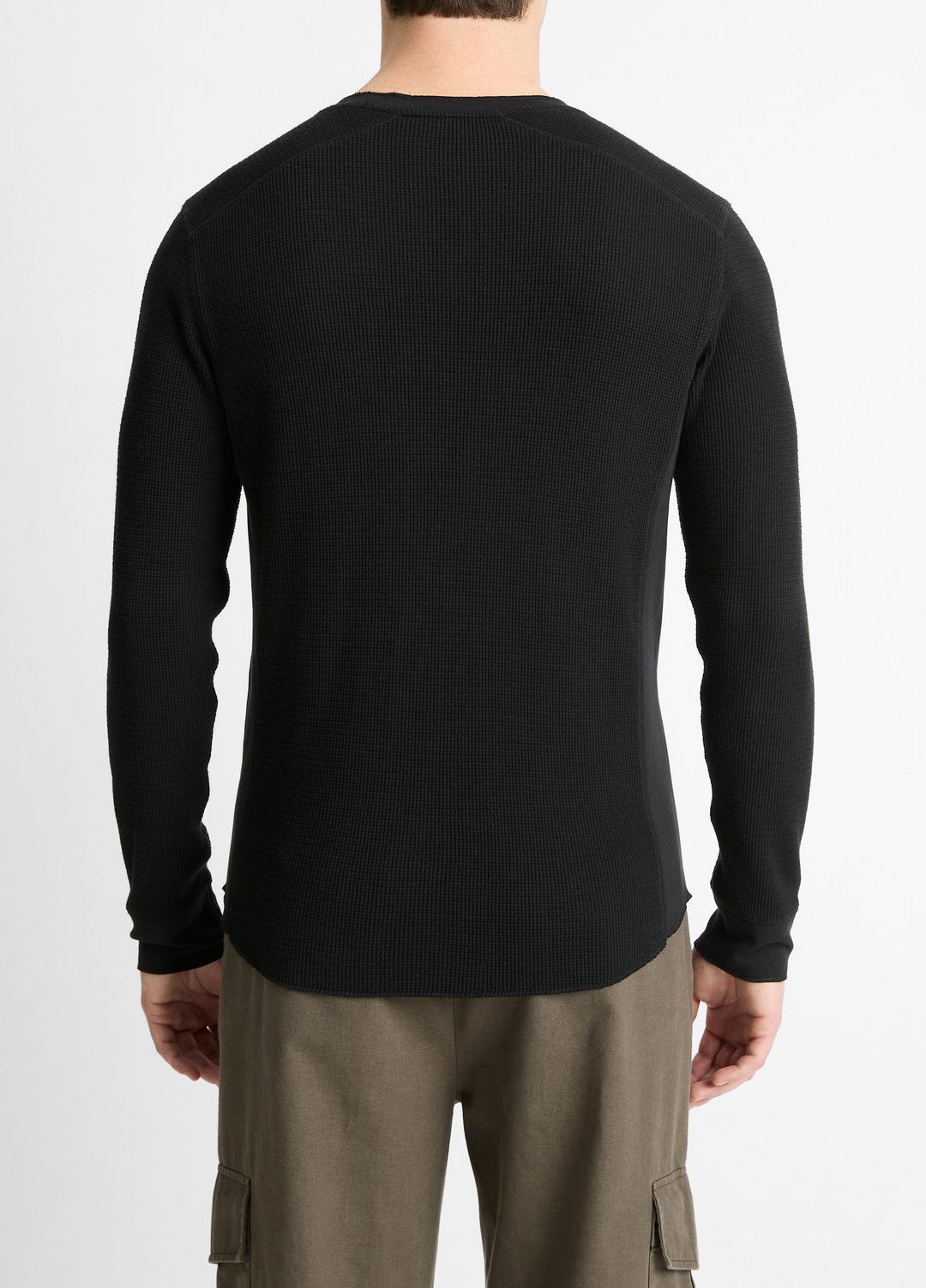 VINCE Men Pima Cotton-Blend Thermal Long-Sleeve Pullover in Long Sleeve