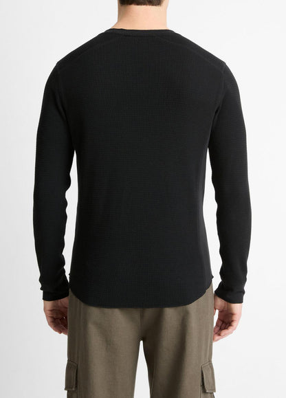 VINCE Men Pima Cotton-Blend Thermal Long-Sleeve Pullover in Long Sleeve