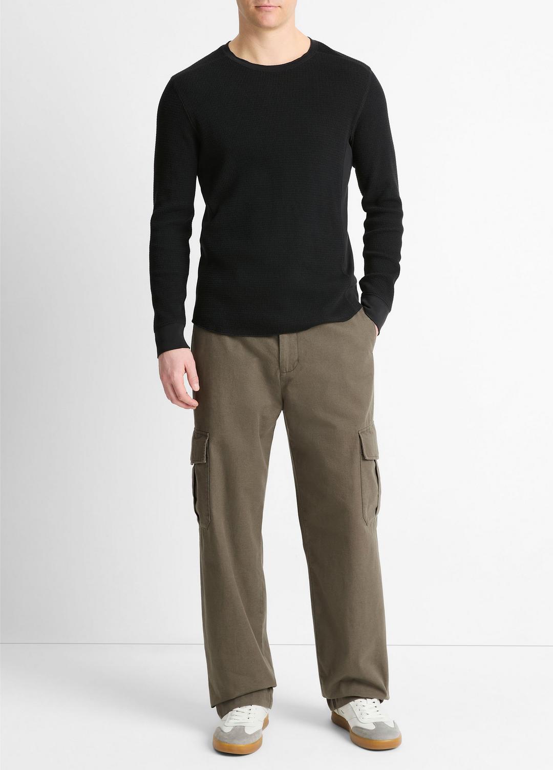 VINCE Men Pima Cotton-Blend Thermal Long-Sleeve Pullover in Long Sleeve