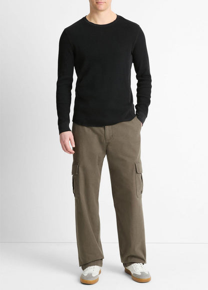 VINCE Men Pima Cotton-Blend Thermal Long-Sleeve Pullover in Long Sleeve