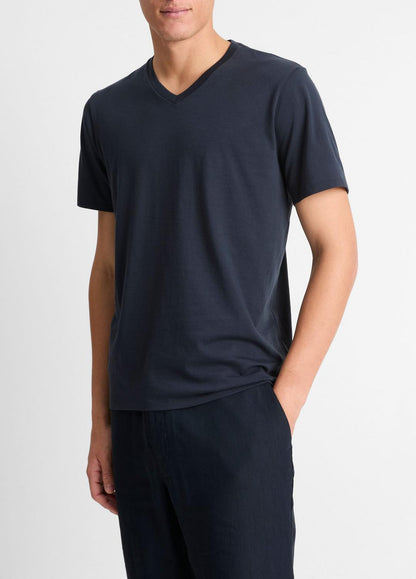 VINCE Men Pima Cotton V-Neck T-Shirt in Short Sleeve