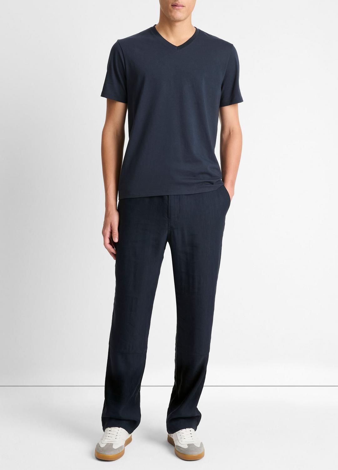 VINCE Men Pima Cotton V-Neck T-Shirt in Short Sleeve