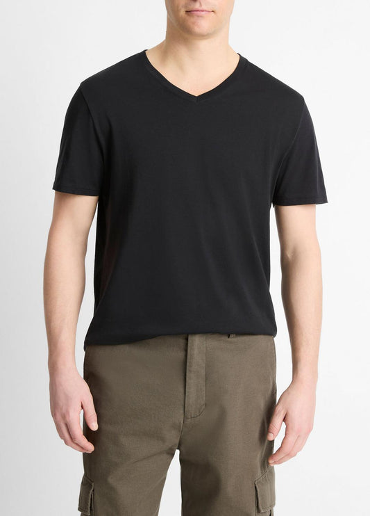 VINCE Men Pima Cotton V-Neck T-Shirt in Short Sleeve