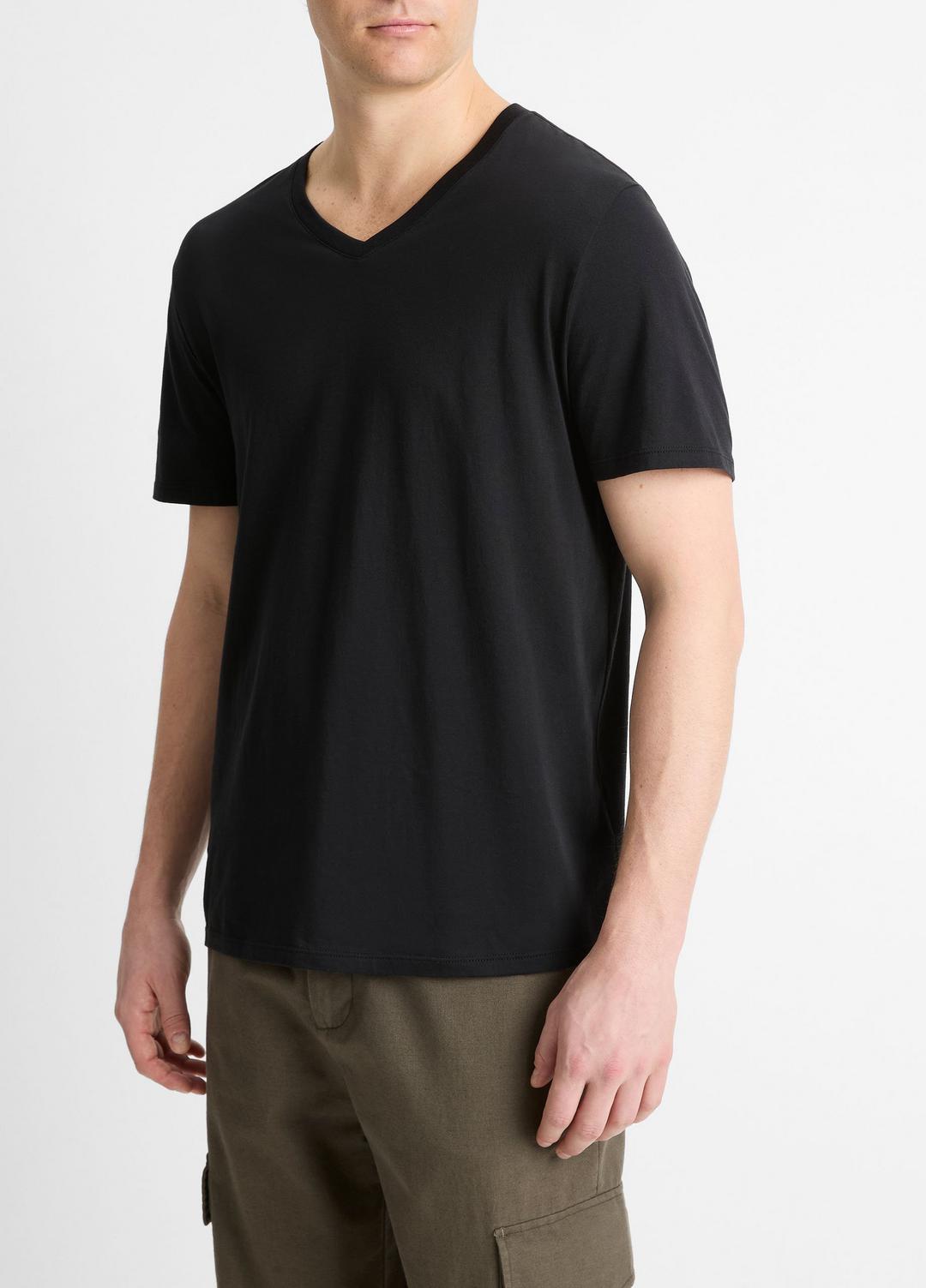VINCE Men Pima Cotton V-Neck T-Shirt in Short Sleeve