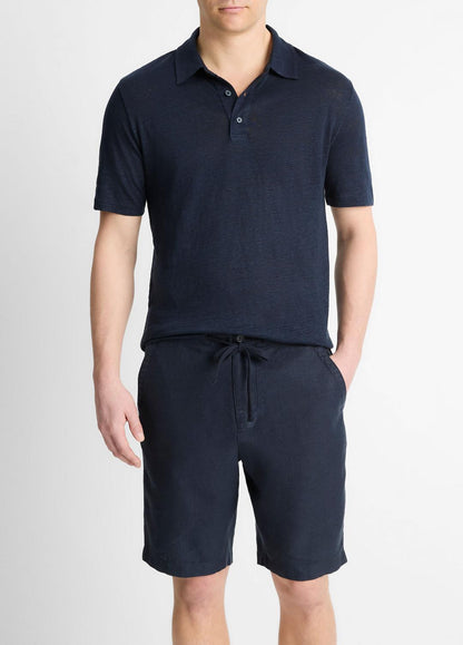 VINCE Men Linen Polo Shirt in Henleys & Polos