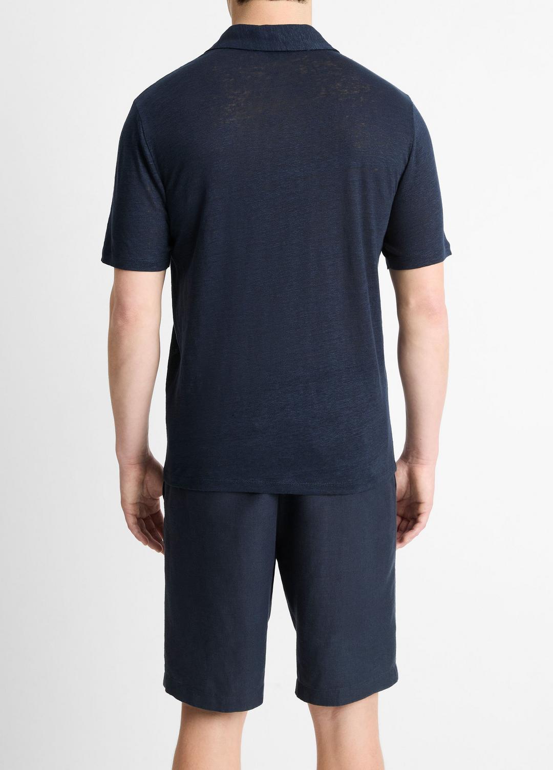 VINCE Men Linen Polo Shirt in Henleys & Polos