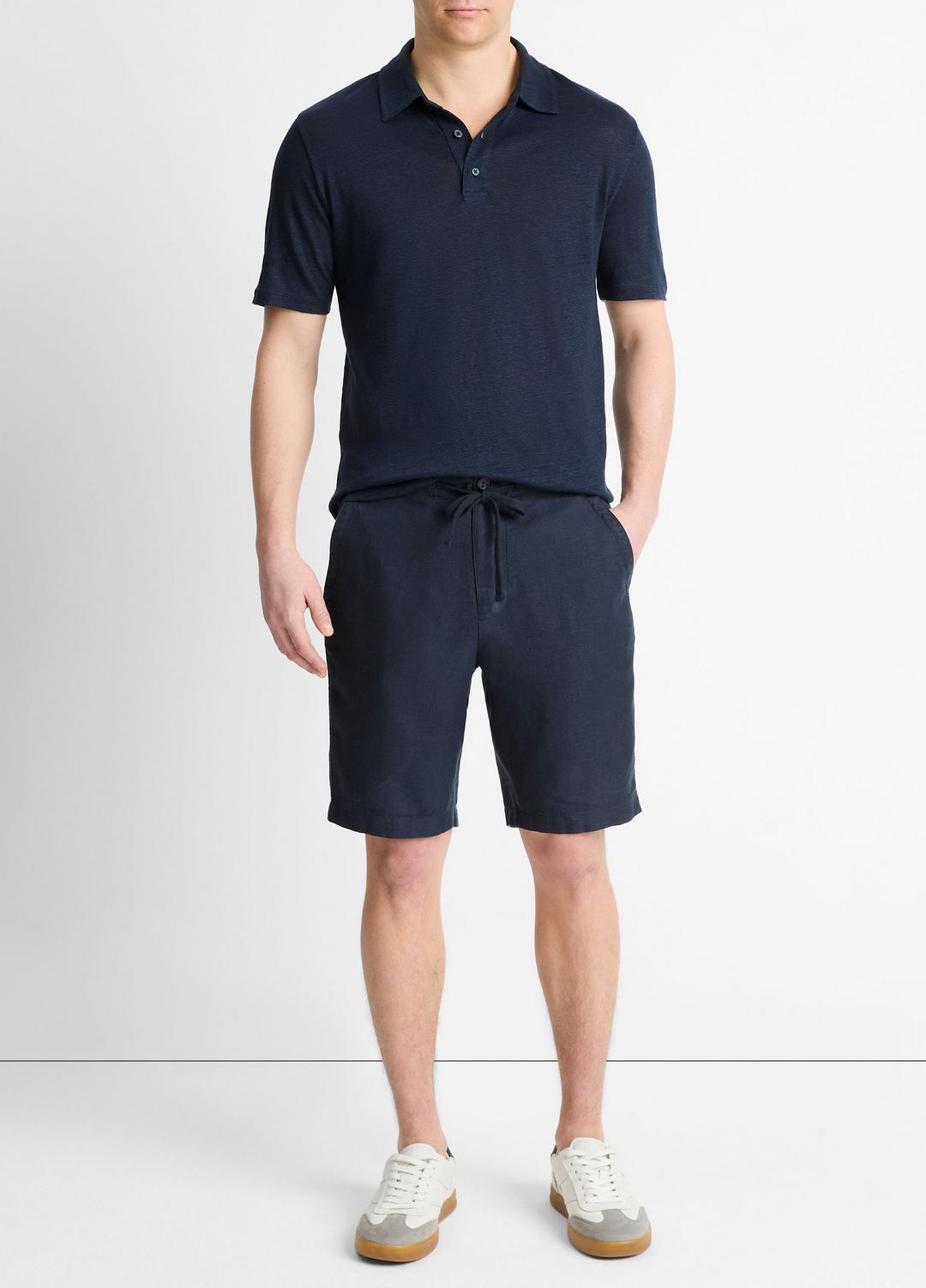 VINCE Men Linen Polo Shirt in Henleys & Polos
