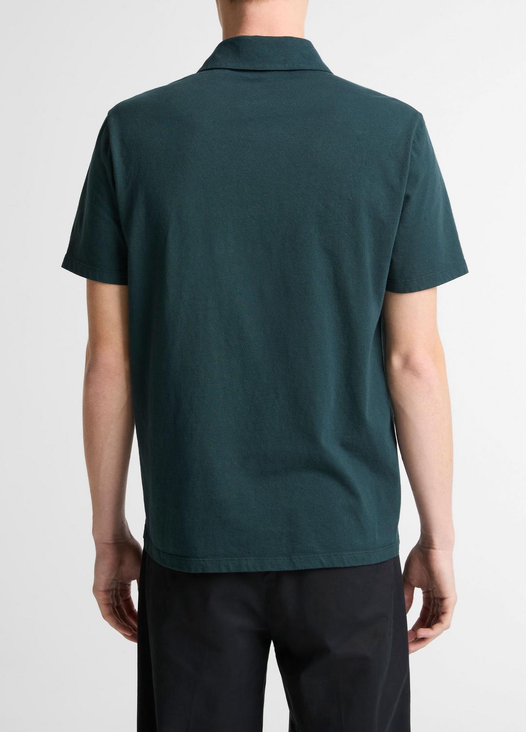 VINCE Men Garment Dye Cotton Polo Shirt in Short Sleeve