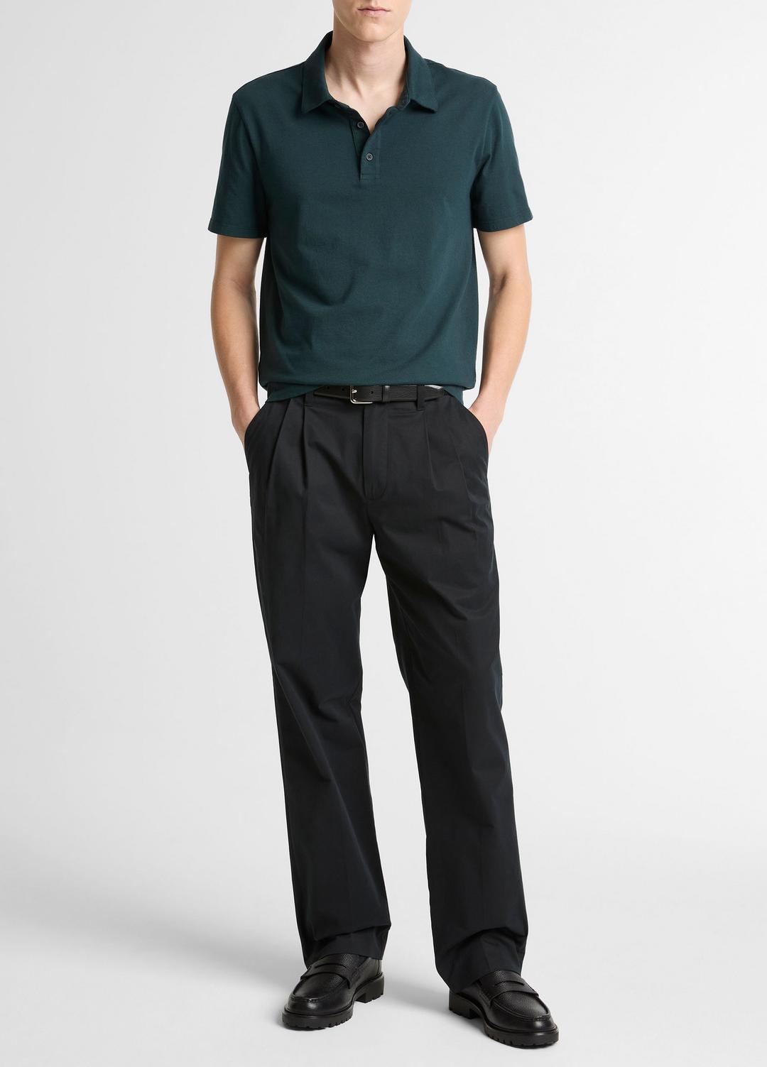 VINCE Men Garment Dye Cotton Polo Shirt in Short Sleeve