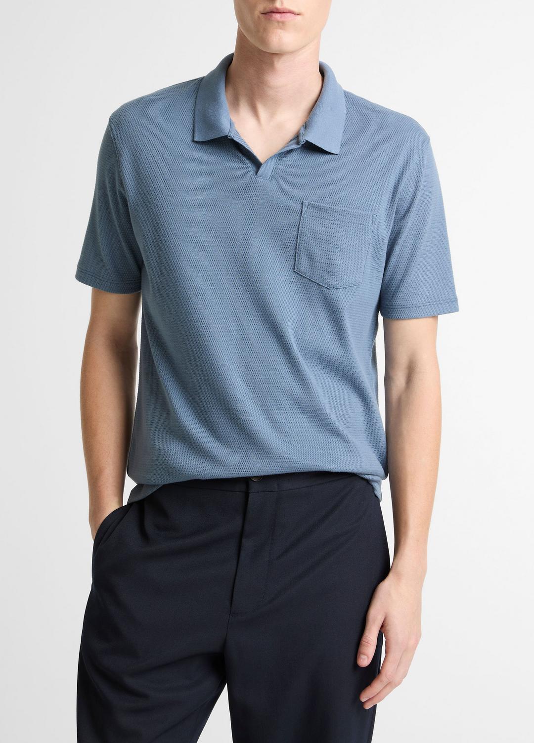 VINCE Men Garment Dye Cotton Polo Shirt in Short Sleeve