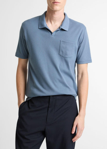 VINCE Men Garment Dye Cotton Polo Shirt in Short Sleeve