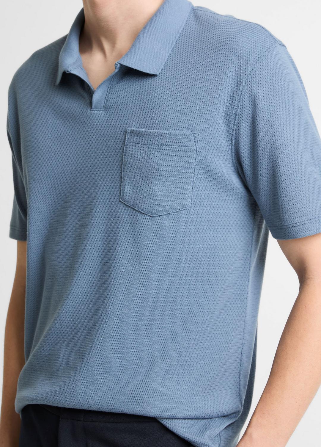 VINCE Men Garment Dye Cotton Polo Shirt in Short Sleeve