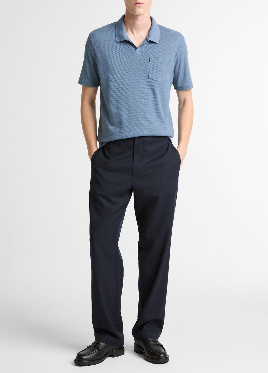 VINCE Men Garment Dye Cotton Polo Shirt in Short Sleeve