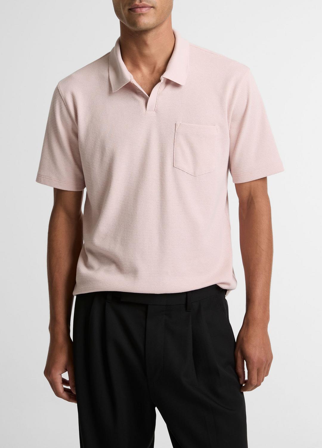 VINCE Men Cotton-Blend Johnny-Collar Polo Shirt in Henleys & Polos