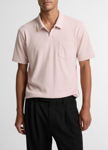 VINCE Men Cotton-Blend Johnny-Collar Polo Shirt in Henleys & Polos