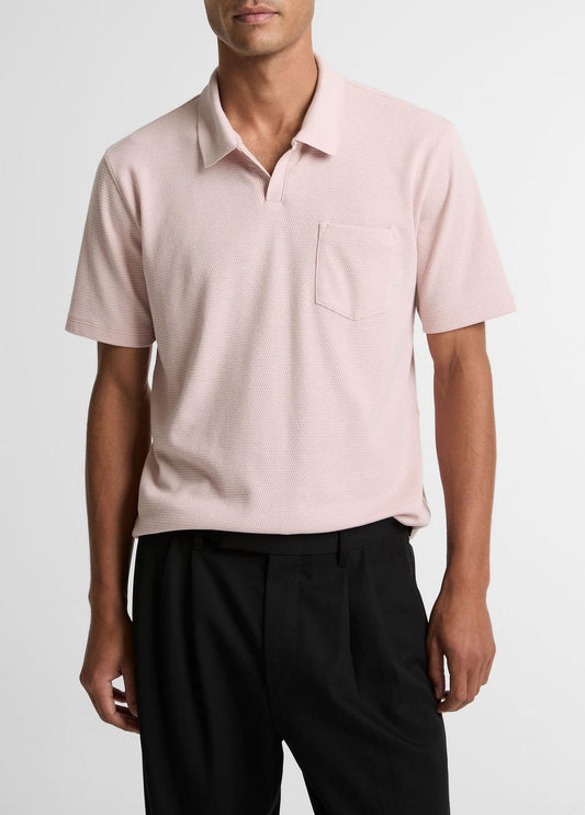 VINCE Men Cotton-Blend Johnny-Collar Polo Shirt in Henleys & Polos