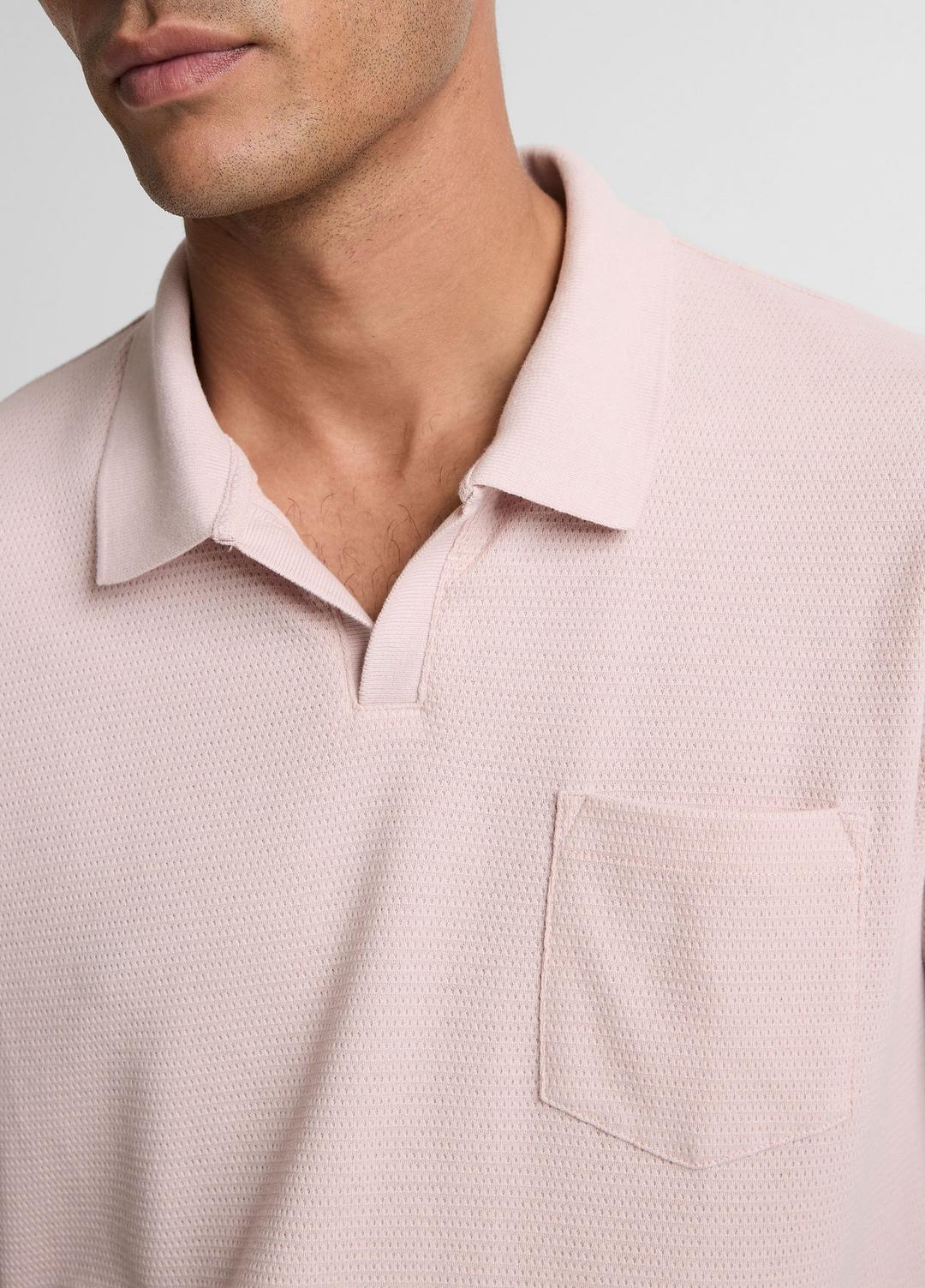 VINCE Men Cotton-Blend Johnny-Collar Polo Shirt in Henleys & Polos