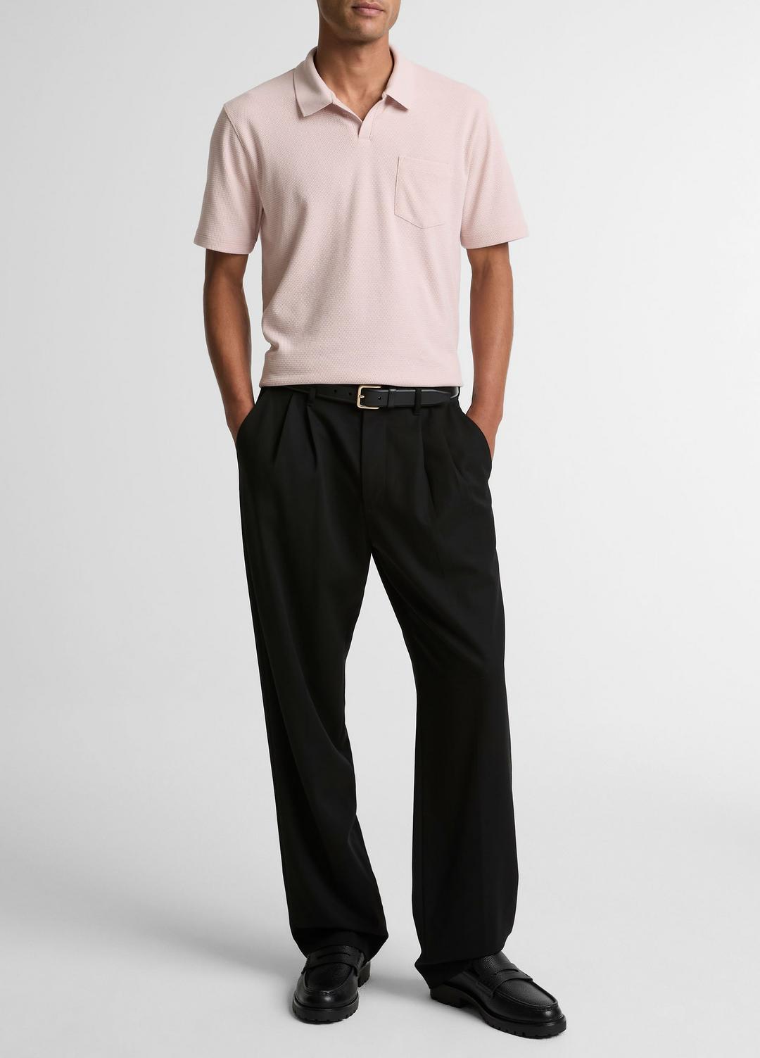 VINCE Men Cotton-Blend Johnny-Collar Polo Shirt in Henleys & Polos