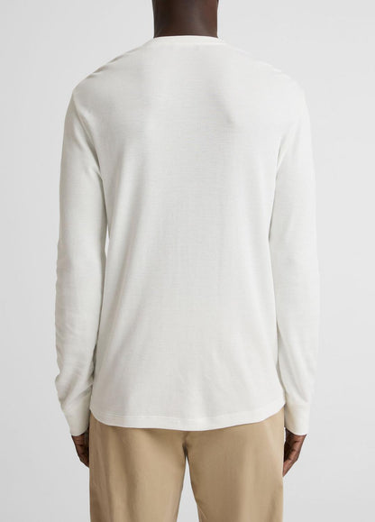 VINCE Men Jacquard-Rib Cotton Henley in Long Sleeve