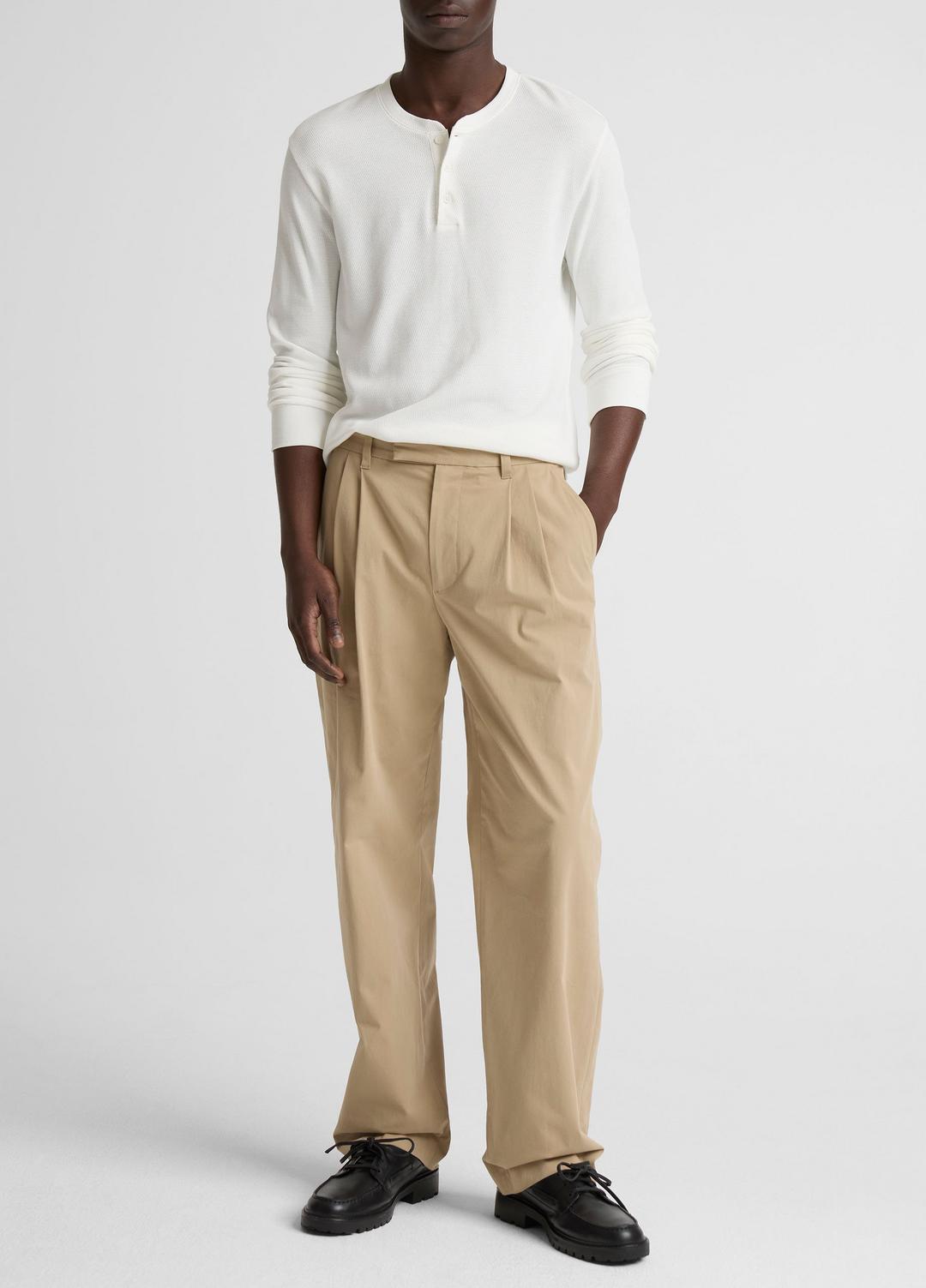 VINCE Men Jacquard-Rib Cotton Henley in Long Sleeve