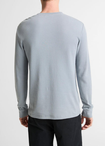 VINCE Men Jacquard-Rib Cotton Henley in Long Sleeve