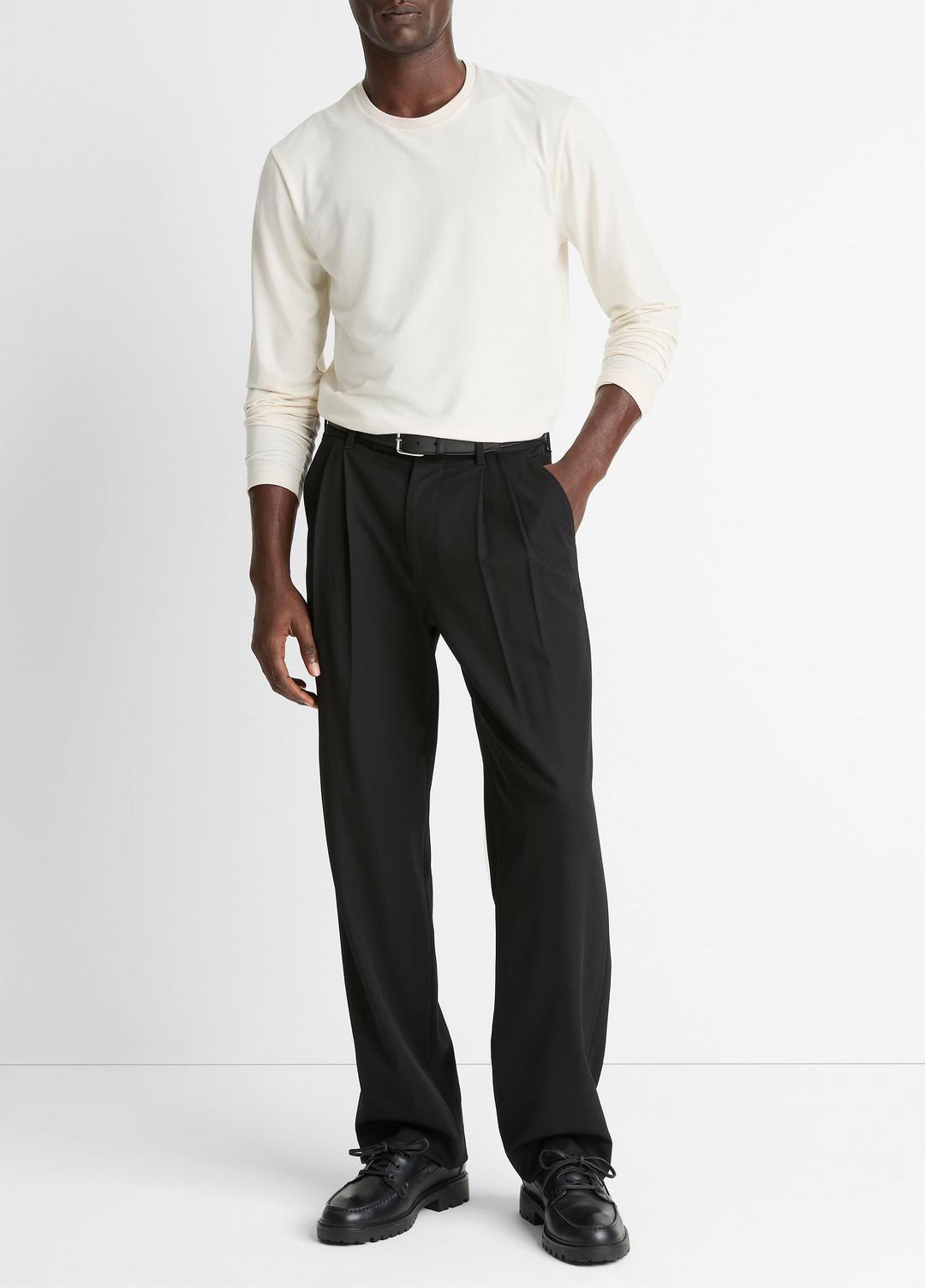 VINCE Men Wool Double-Pleat Suiting Trouser in Trousers
