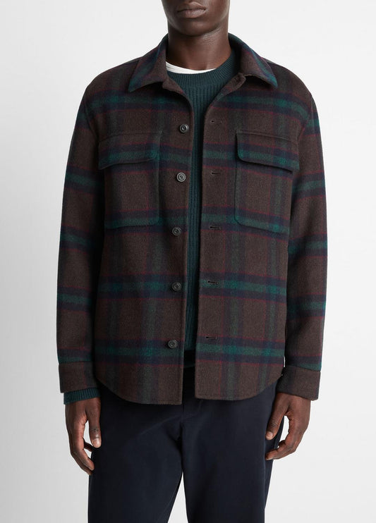 VINCE Men Plaid Splittable Wool-Blend Shirt Jacket in Shirt Jackets