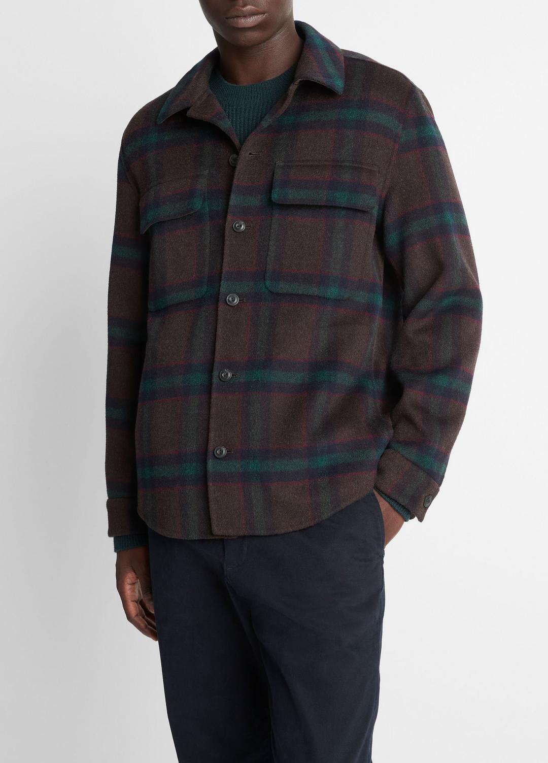 VINCE Men Plaid Splittable Wool-Blend Shirt Jacket in Shirt Jackets