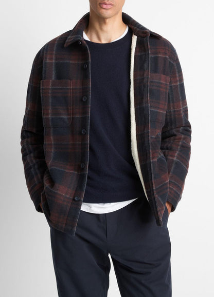 VINCE Men Sherpa-Lined Plaid Shirt Jacket in Shirt Jackets
