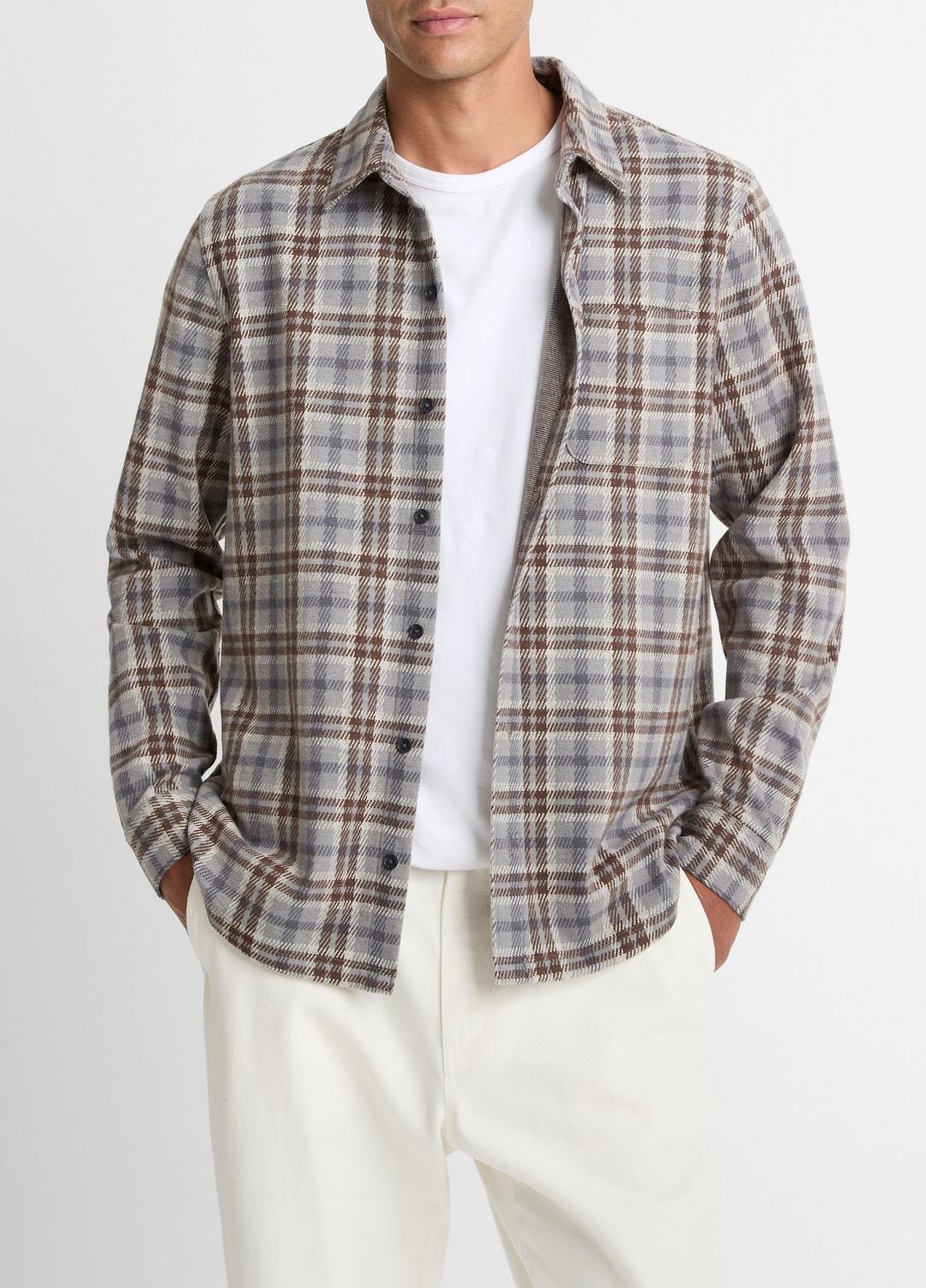 VINCE Men Plaid Cotton-Blend Shirt Jacket in Shirt Jackets