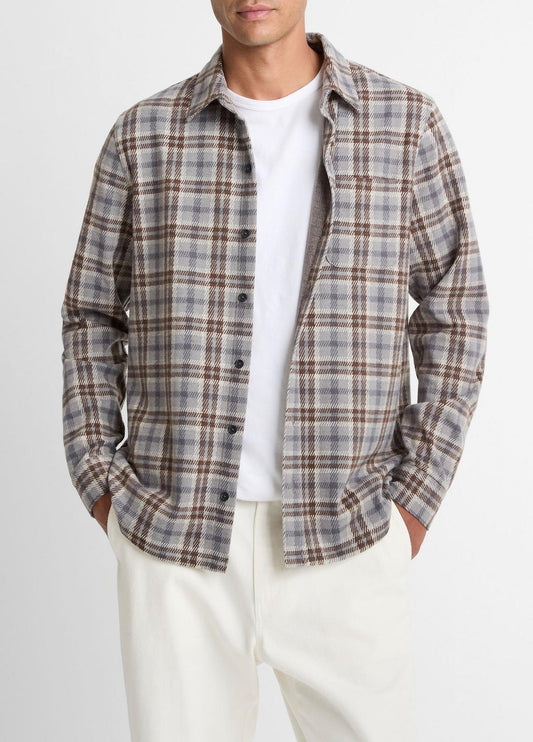 VINCE Men Plaid Cotton-Blend Shirt Jacket in Shirt Jackets