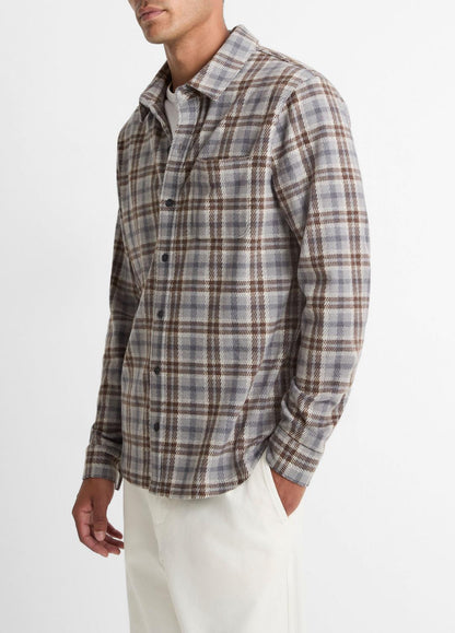 VINCE Men Plaid Cotton-Blend Shirt Jacket in Shirt Jackets