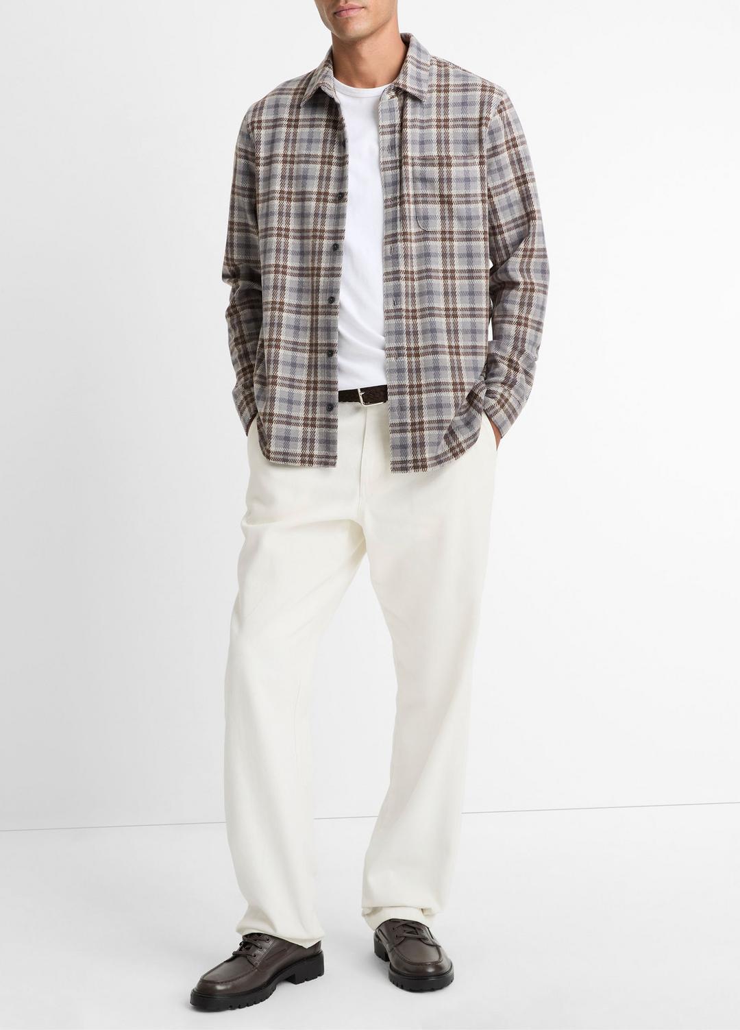 VINCE Men Plaid Cotton-Blend Shirt Jacket in Shirt Jackets
