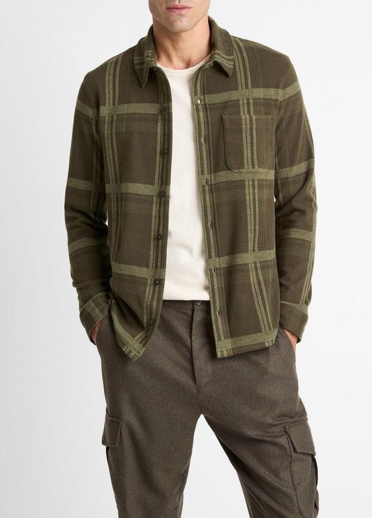 VINCE Men Plaid Cotton-Blend Shirt Jacket in Shirt Jackets