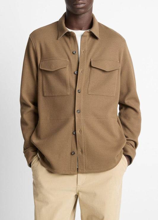 VINCE Men Double-Knit Cotton-Blend Piqué Shirt Jacket in Shirt Jackets
