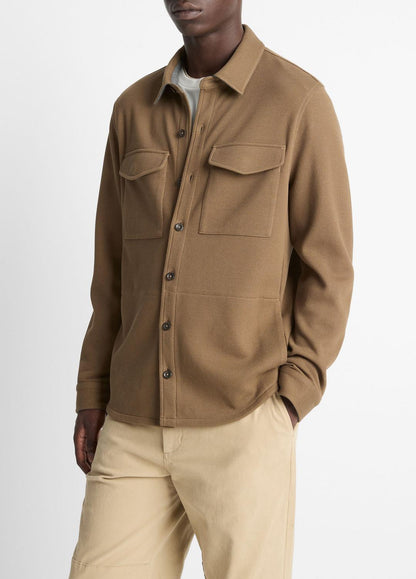 VINCE Men Double-Knit Cotton-Blend Piqué Shirt Jacket in Shirt Jackets