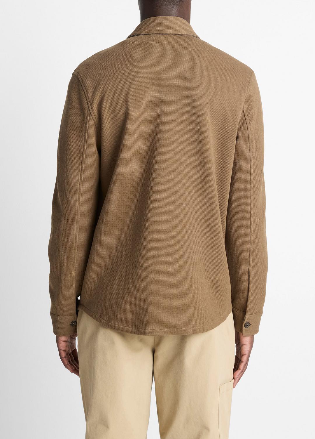 VINCE Men Double-Knit Cotton-Blend Piqué Shirt Jacket in Shirt Jackets