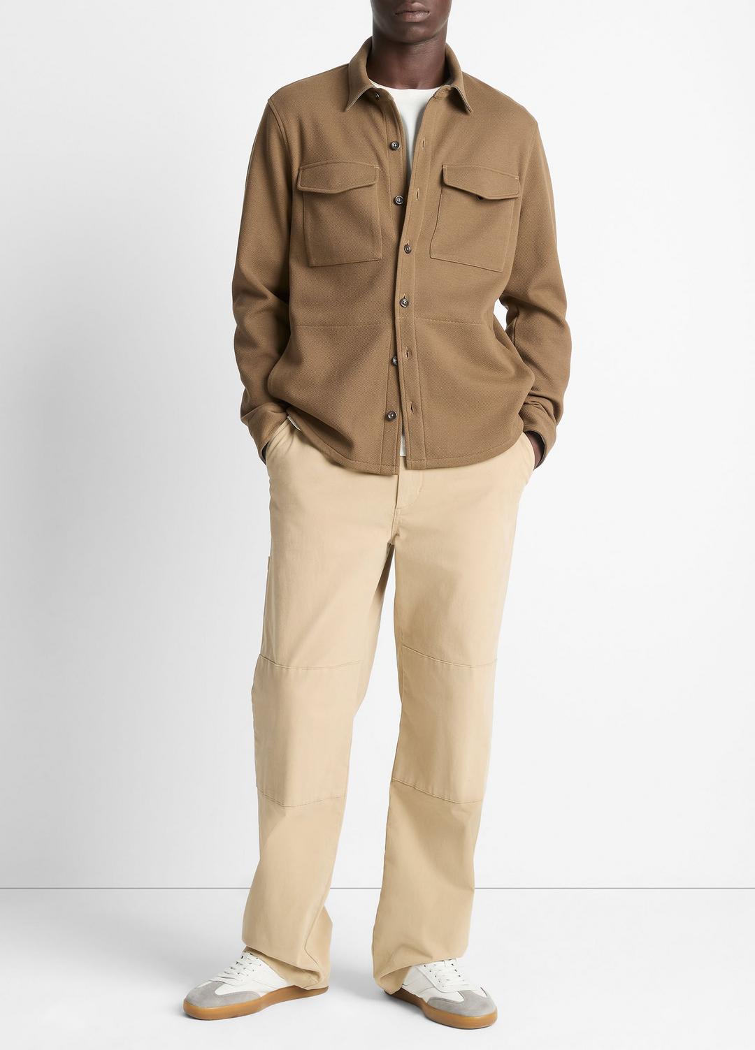 VINCE Men Double-Knit Cotton-Blend Piqué Shirt Jacket in Shirt Jackets